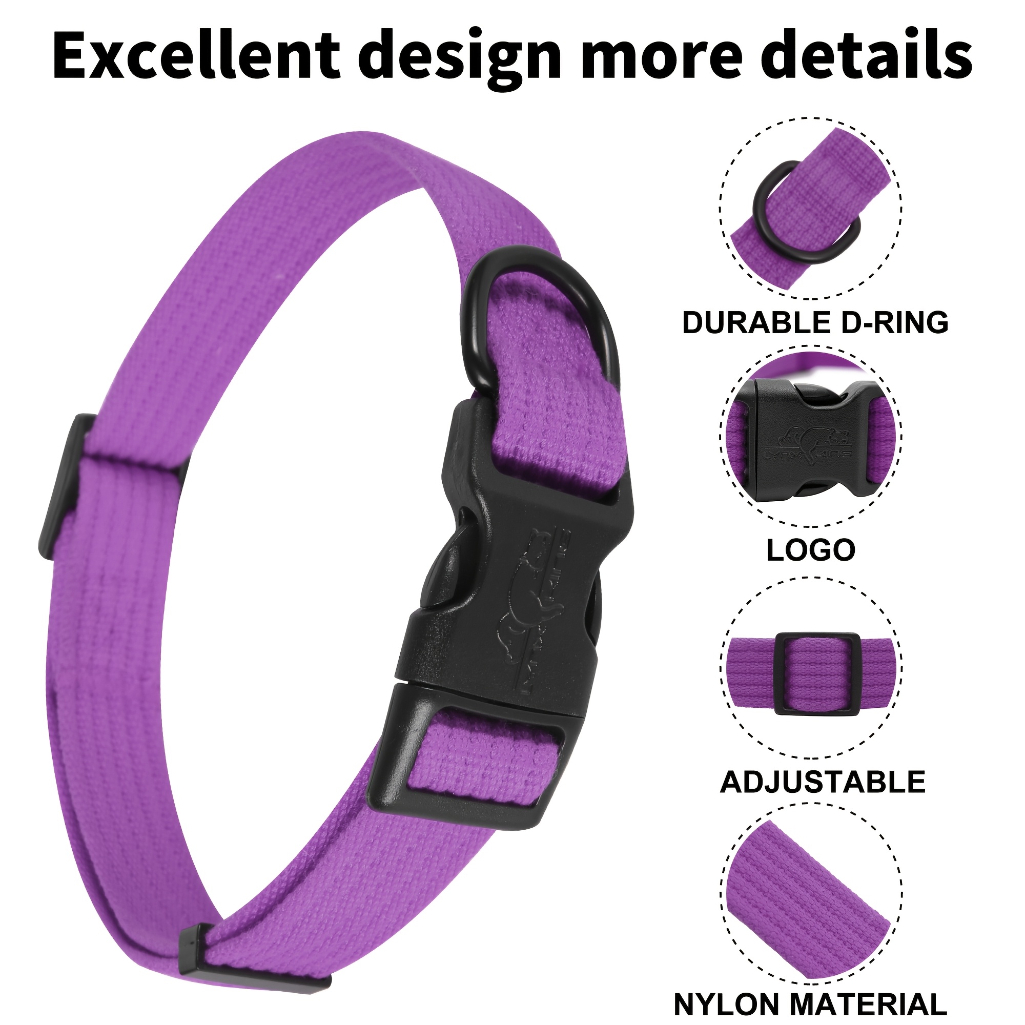 Dog Collar, Soft Comfortable Material with Quick-Release Buckle