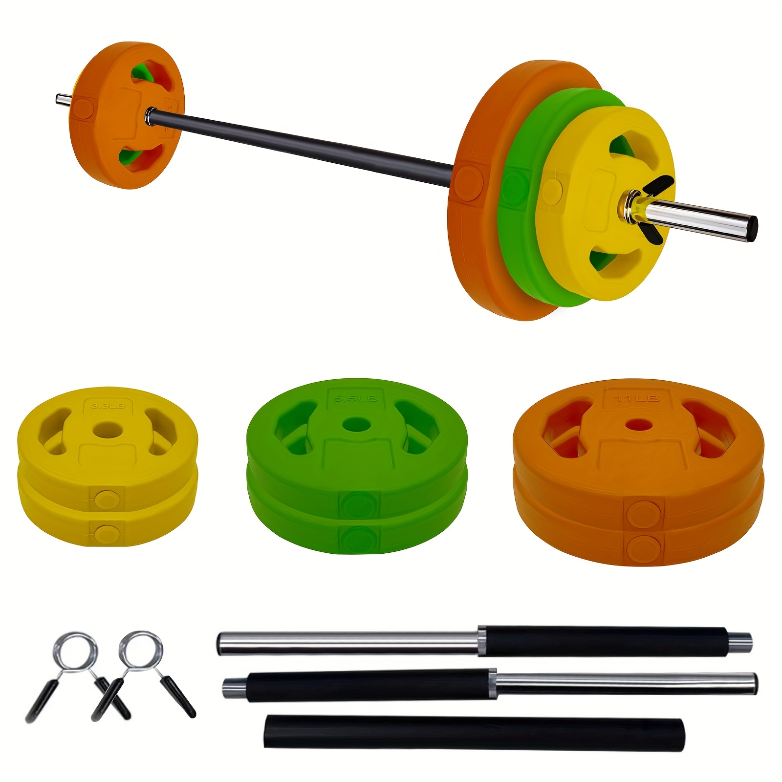 [Adjustable Barbell Weight Set] Multi-Color Adjustable Barbell Weight Set, PU Material - Ideal for Home and Gym Workouts, Gym Accessories, Free Weights