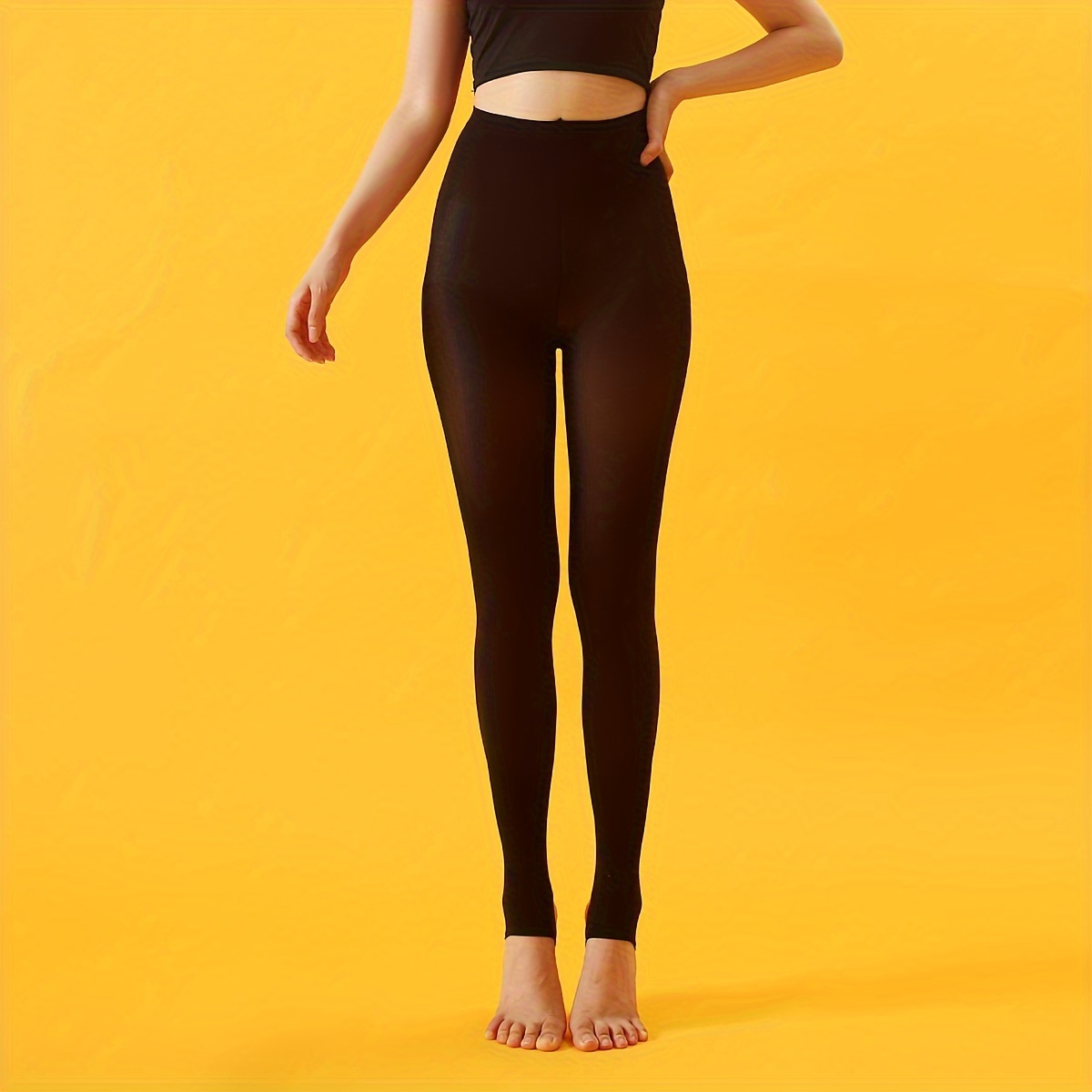 Black Footless Tights High Waist Elastic Slim Pantyhose - Temu Canada