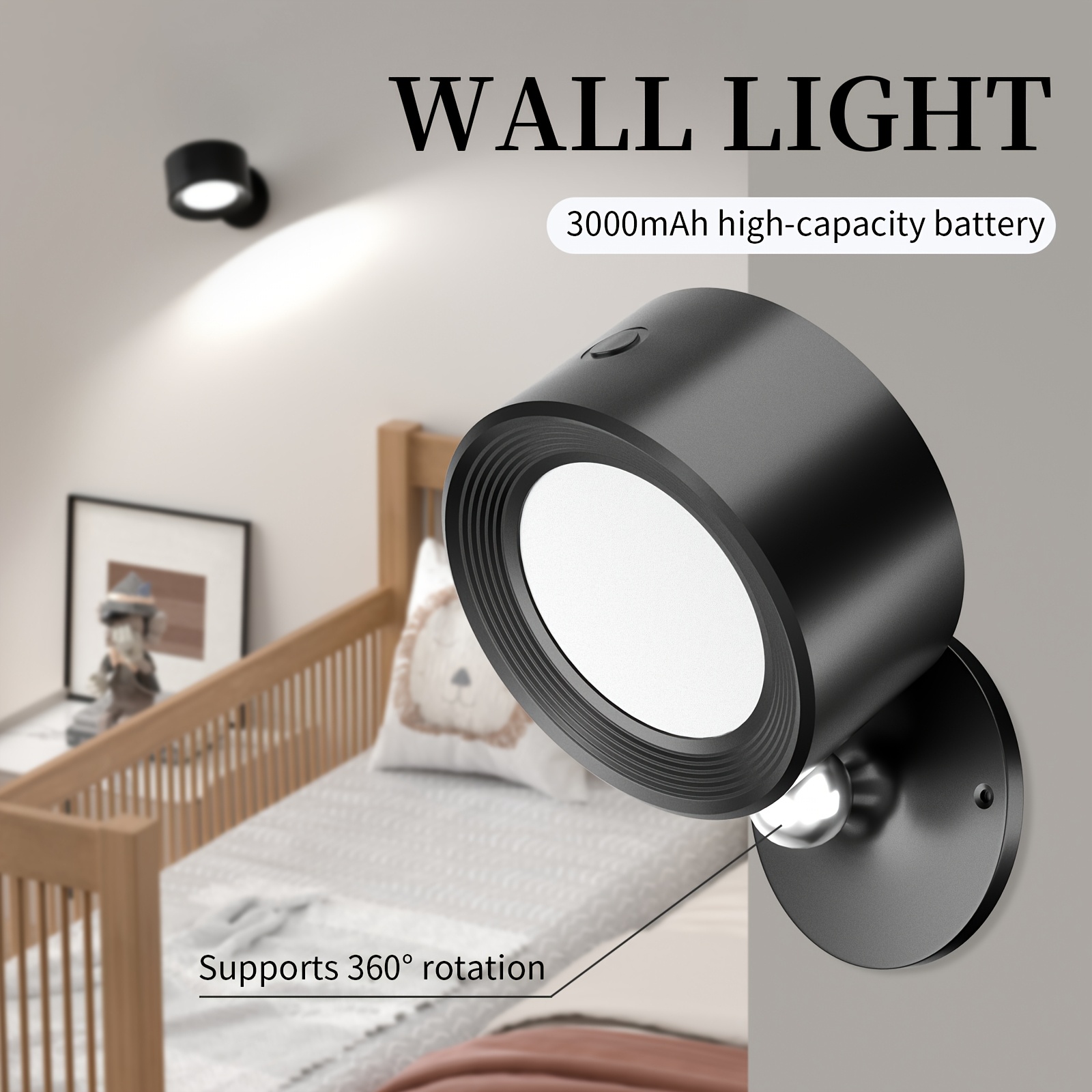 

3-pack Wireless Indoor Led Wall Lamp: Dimmable, 3 Color Temperatures, Touch Control, Rechargeable Battery Powered, With Remote Control, No Drill, Night Light For Living Room, Bedroom, Etc.