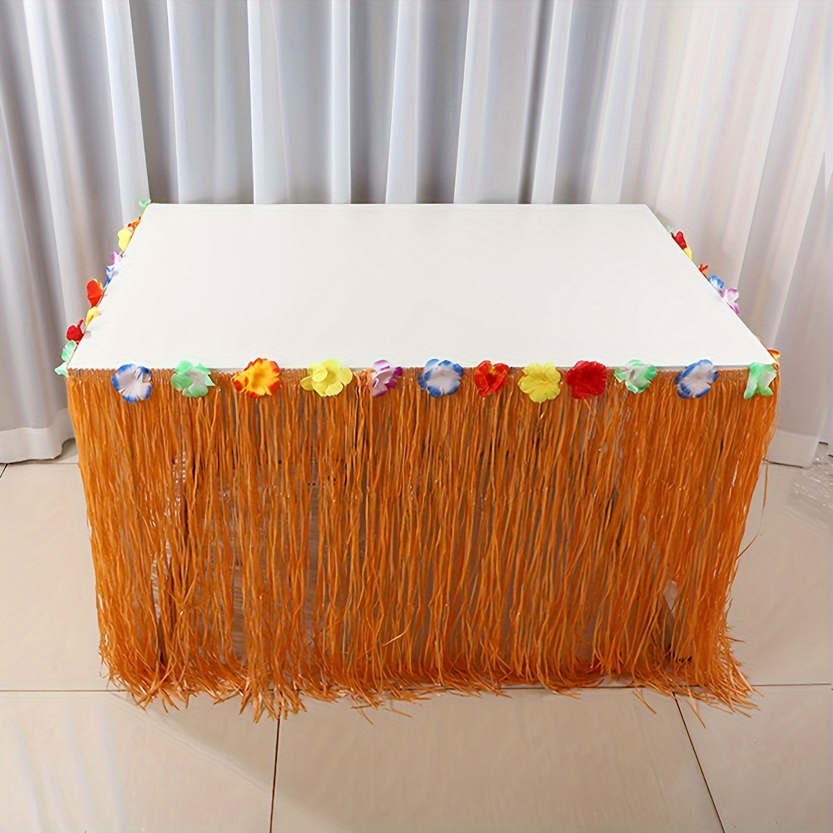 Tropical Hawaiian Table Skirt Hibiscus Flowers Perfect Luau - Temu