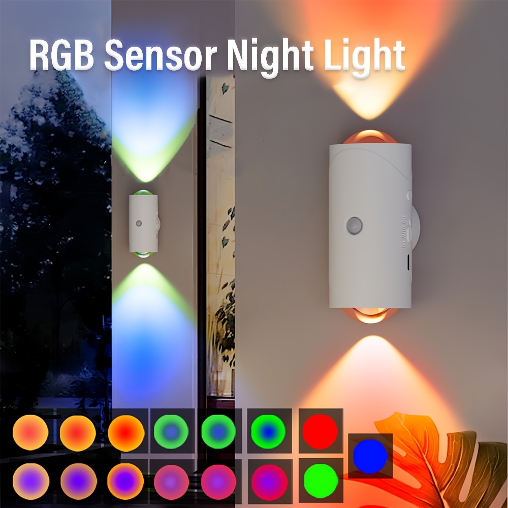 

Goldencentury Rechargeable Led Night Light - Motion Sensor, Rgb Gradient, Dimmable Wall Lamp With Magnetic Base For Entryway, Bedside, Desk, Closet, Ambient Light, Step Lamp