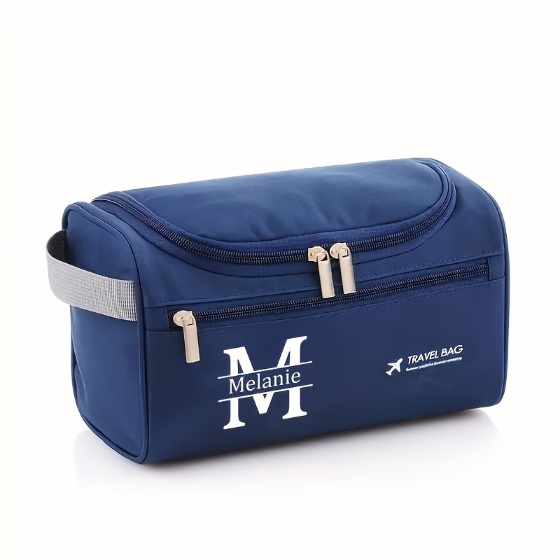 TEMU Sac de Toilette et Cosmétique Personnalisé avec Nom/Logo - Étui à Maquillage Zippé avec Compartiments Multiples, Pochette de Voyage Durable et