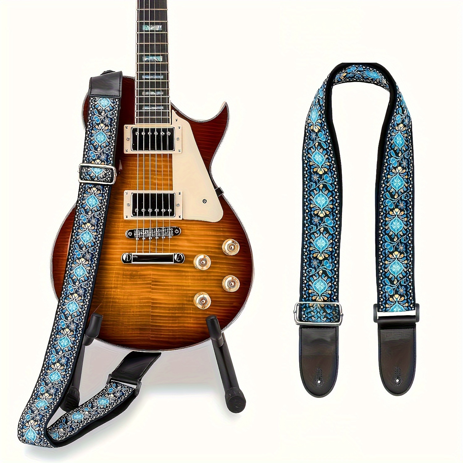 Confortable réglable épaule de sangle de guitare en cuir synthétique  termine pour Acoustic Folk Classique Guitares électriques Basse 