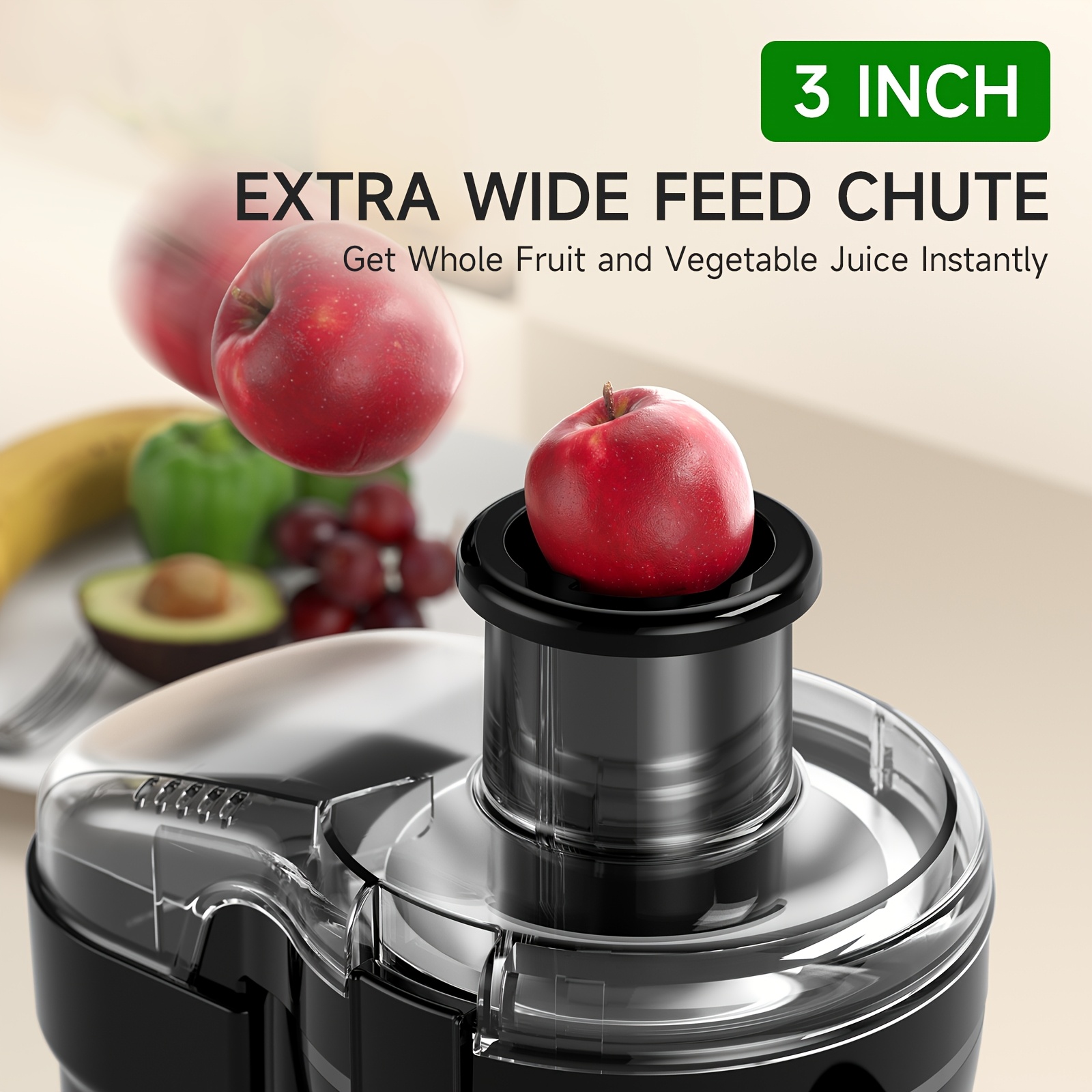 500W Centrifugal Juicer Machine with 3" Feed Chute, Dual Speeds, Stainless Steel, Dishwasher Safe, Detachable – Available in Green or Red