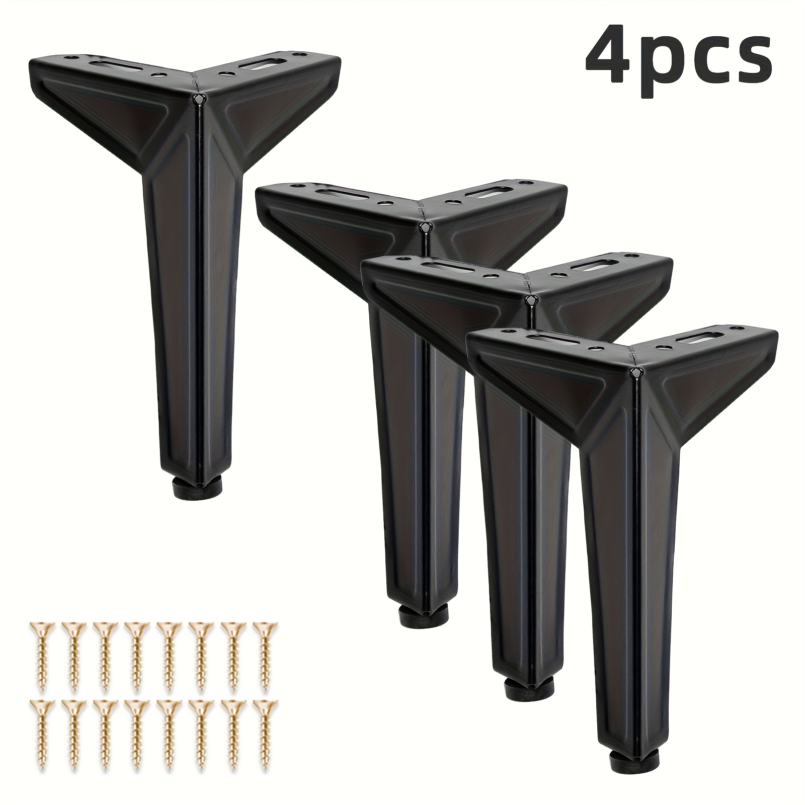 TEMU 4 Pack Metal Furniture Legs, 12cm/4.72in Triangle Legs, Feet For Cabinets, Stools And Diy Furniture, With Screws