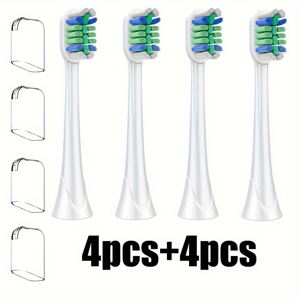 4pcs Soft Bristle Toothbrush Heads For , Includes 4 Protective Head Covers - Oral