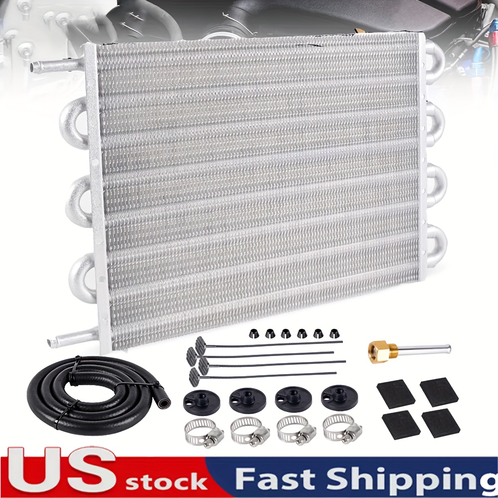 Black/ 8 Row Remote Transmission Oil Cooler Kits, Universal Transmission Cooler Kit, High-quality Aluminum Alloy Material, Cooling Effect, Durable, To Engine Oil, Transmission, And Rear-differentials