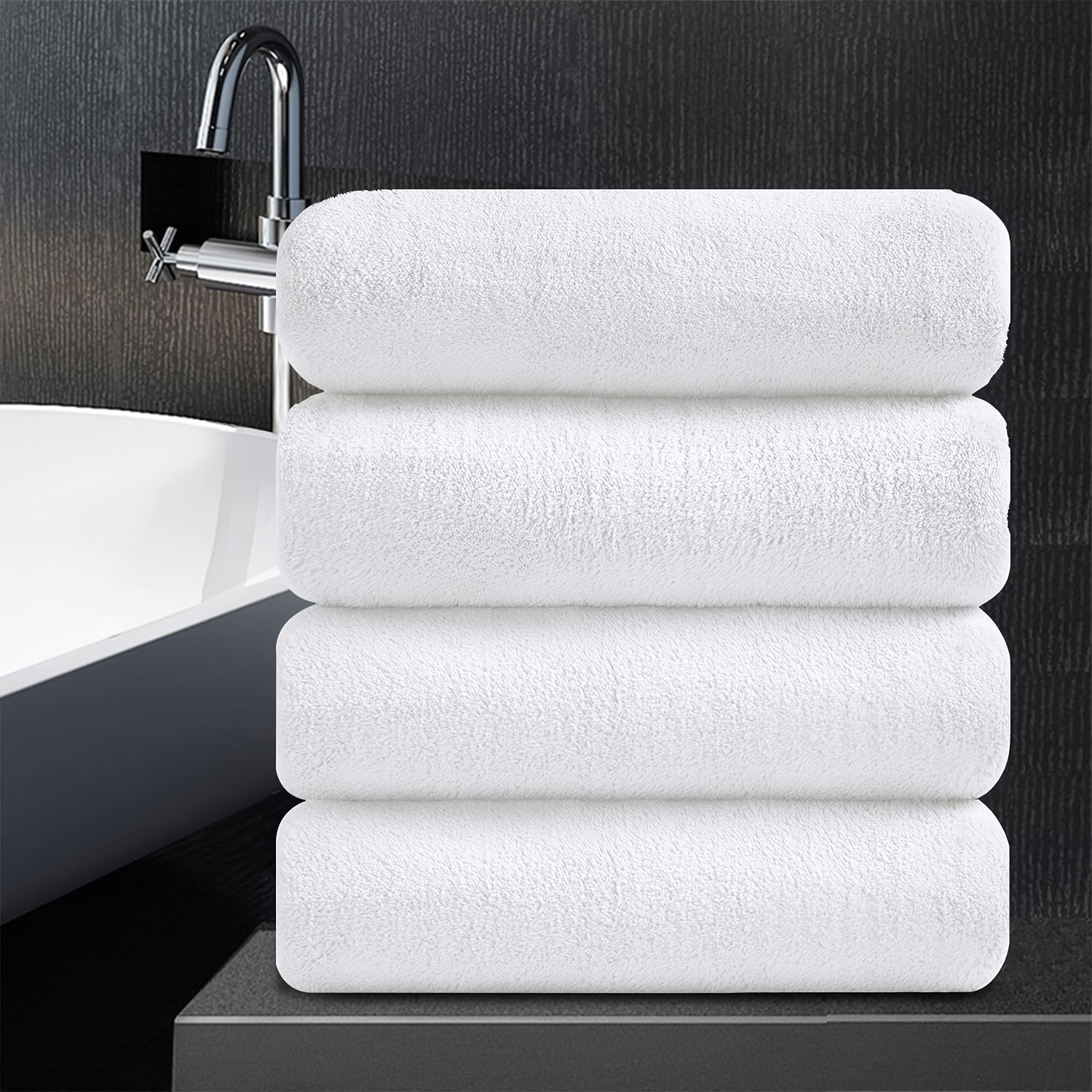 TEMU 4 Pack Oversized Bath Towels Set 35" X 70", Premium Towel Set For Bathroom Extra Large Bath Sheet Lightweight Absorbent Fast Dry Towel For Daily Use, 750gsm, Wash Cloths