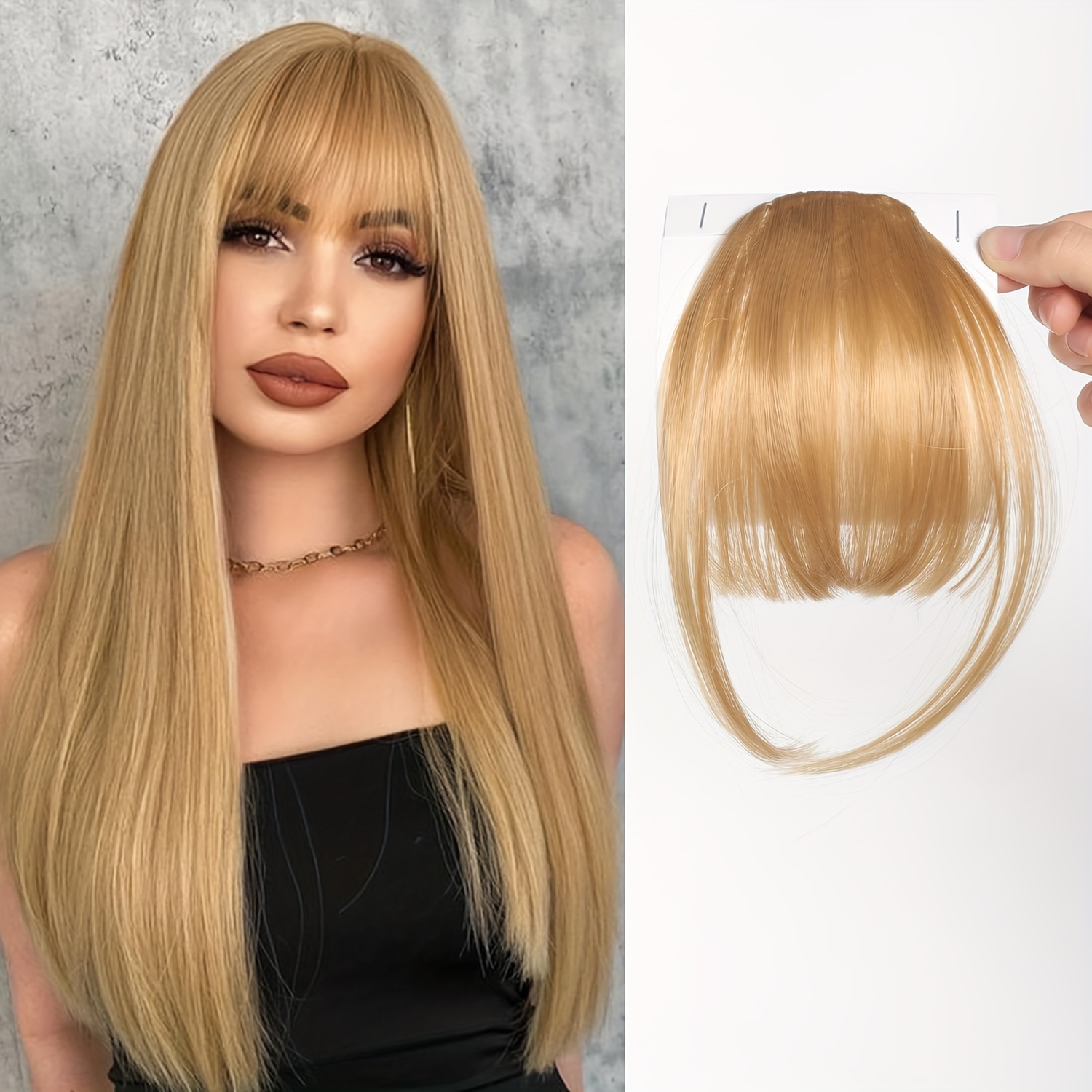 womens straight synthetic clip in hair bangs extension natural looking air fringe hairpiece invisible clip hair   7 5g basics style details 4