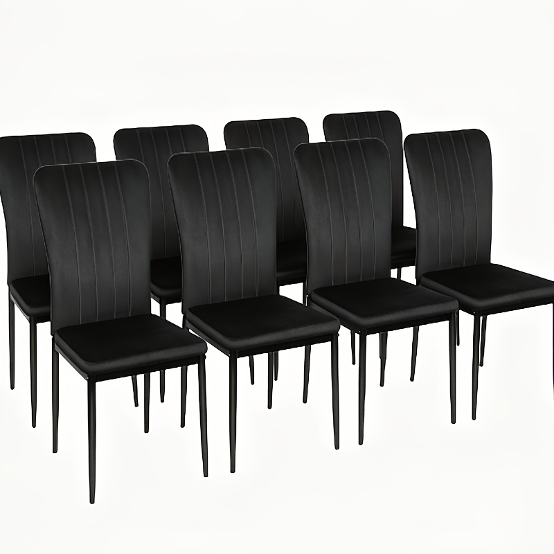 TEMU Set Of 8 Velvet High Back Dining Chairs - Cloud Plush Upholstered, Elegant Black Seating For Restaurant, Cafe & Home, Heavy Duty
