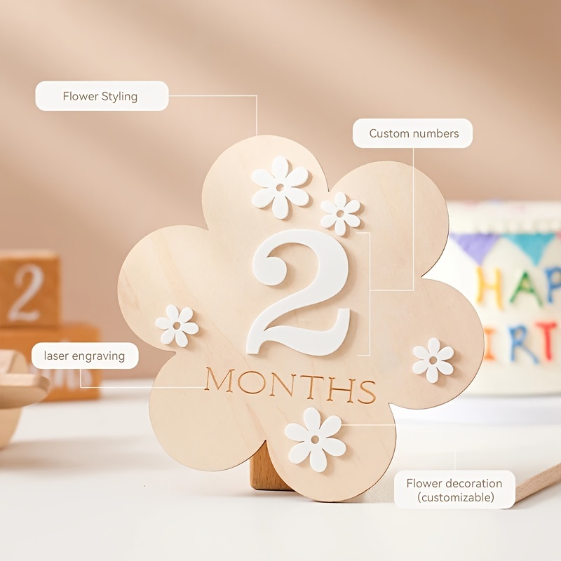 Wooden Photo Props - For 's First Year & Decorations