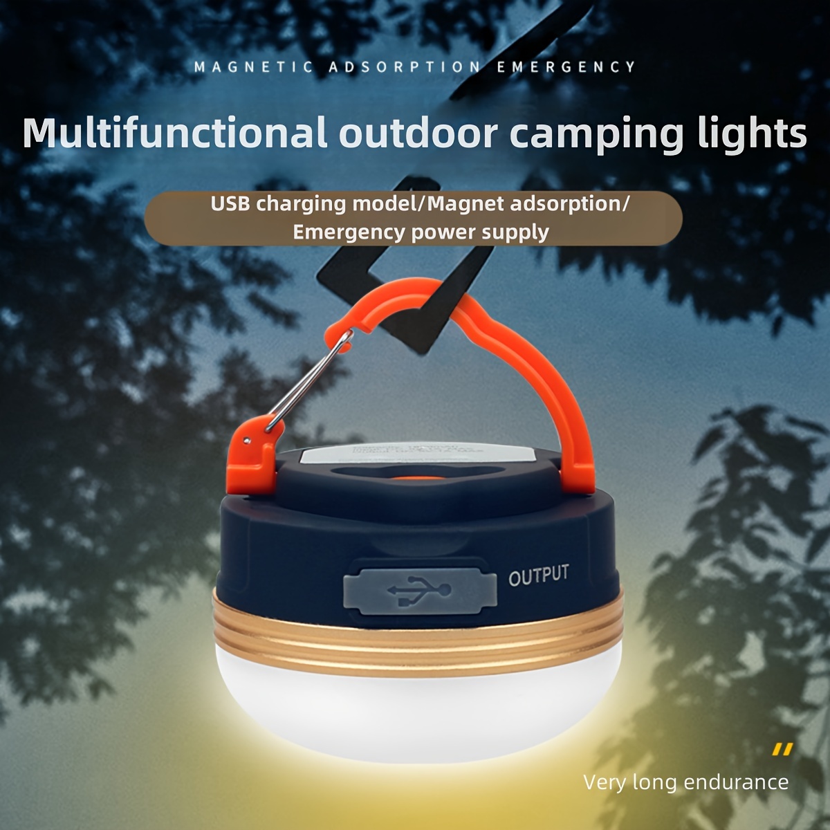 

[lightweight Design] Multi-functional Led Camping Lantern With Usb Charging, Magnetic Emergency Light, Waterproof, Portable Design For , Camping Accessories