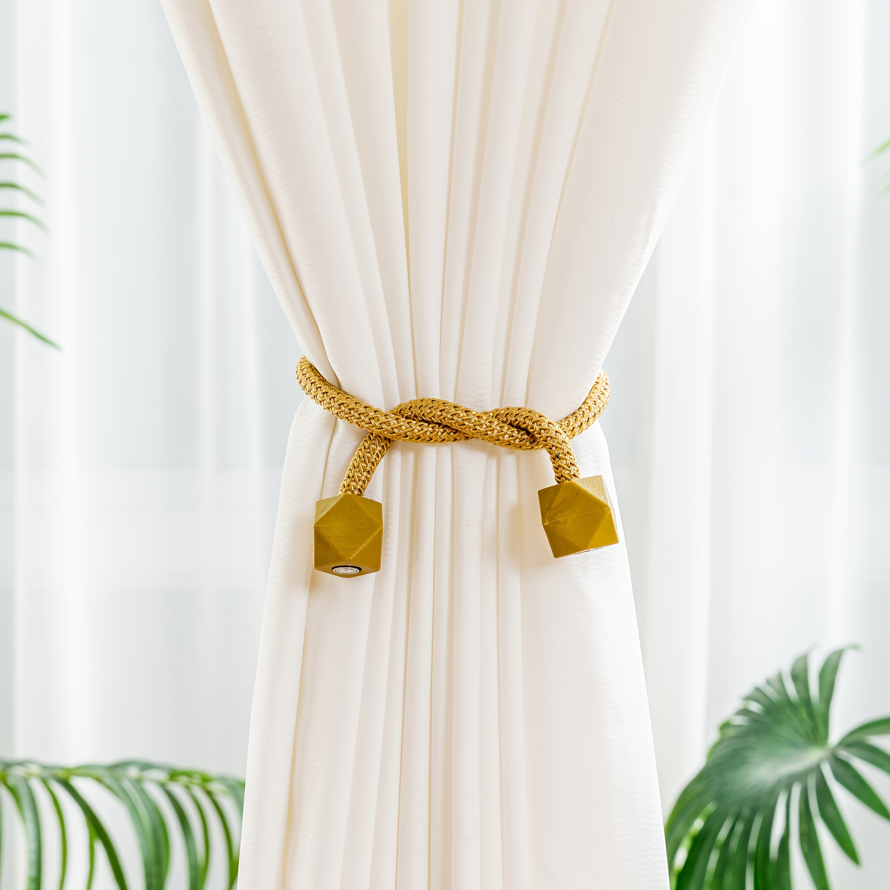 4pcs Modern Magnetic Curtain Tiebacks - Adjustable, Strong Hold for Bedroom & Living Room Decor