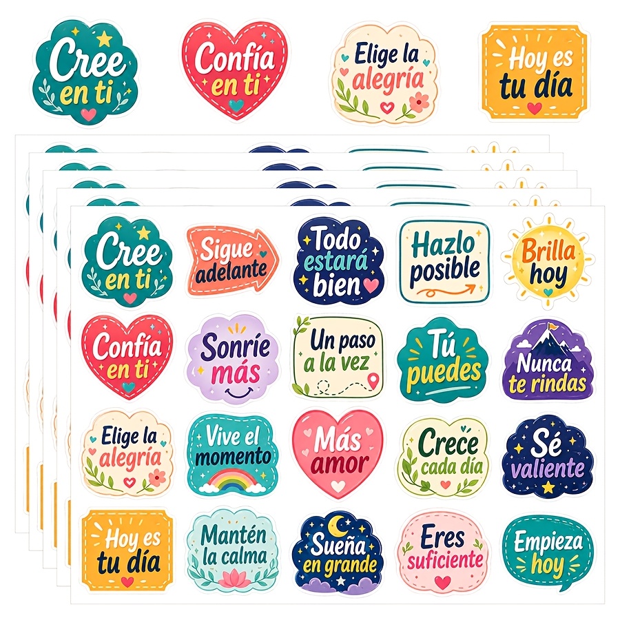 TEMU 100pcs Spanish Motivational Stickers, Inspirational Quote Labels, Positive Affirmation Decals For Journals, Scrapbooking, Packaging, Gifts, Diy