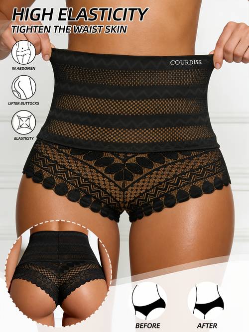 1pc high waisted lace tummy control seamless g string comfortable soft shaping panties for tummy flattening and lifting breathable body shaper shorts