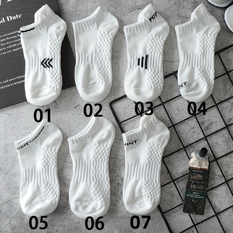 5-pair Random Color Versatile Unisex Breathable Soft Comfortable Arch Support Massage Sole Simple White Casual Sports Socks