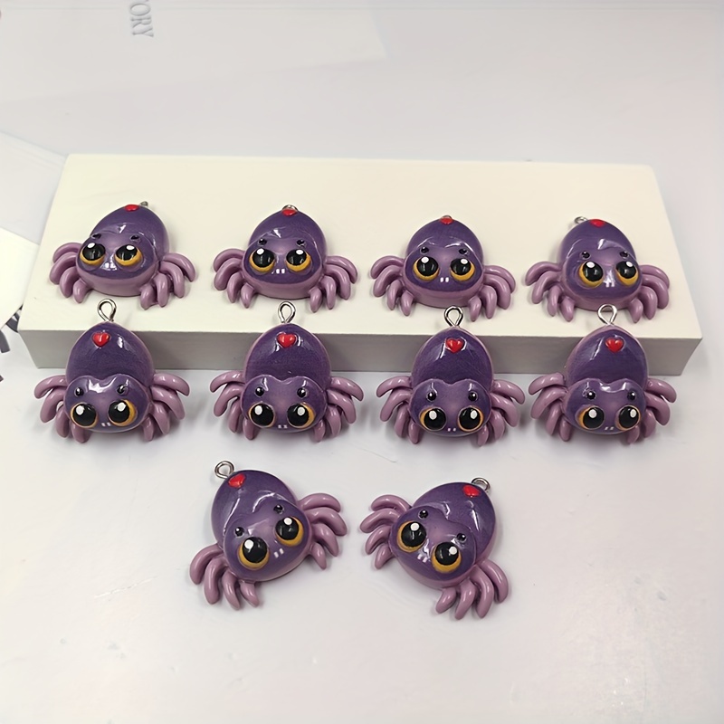 2d Flat - 10pcs European Halloween Spider Charms Lovely Pendants Flatback For Earrings Bracelet Jewelry Making Additions