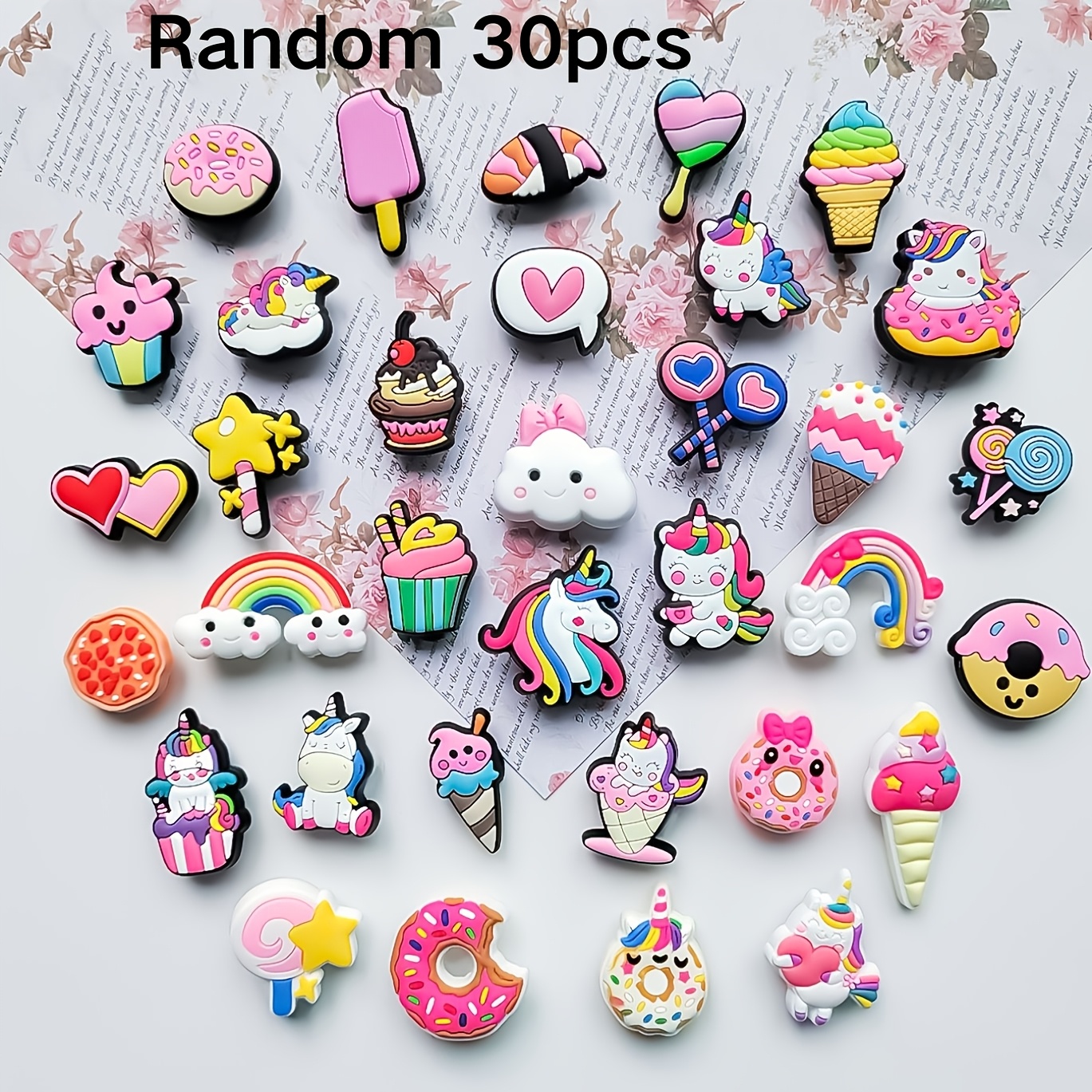 TEMU Random 30pcs Ice Cream Collection - Vibrant Pvc Shoe Charms, Perfect For Halloween, Christmas And Valentine's Gifts