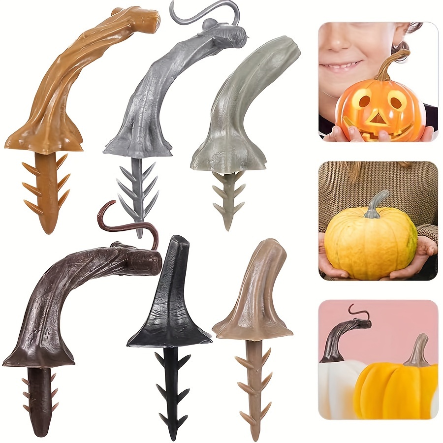 

24pcs Pumpkin Stems - Durable Plastic Handles For Diy Crafts & Decorations, Perfect For Day Of The Dead & Easter Celebrations