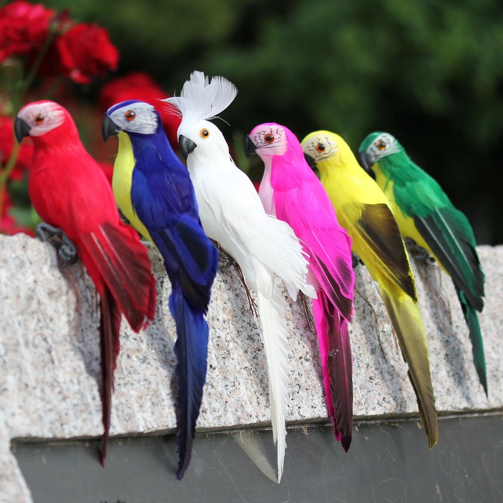 6-pack Vibrant Artificial Parrots, Suitable For Home And Garden Decor, Hanging Ornaments, Holiday Decorations