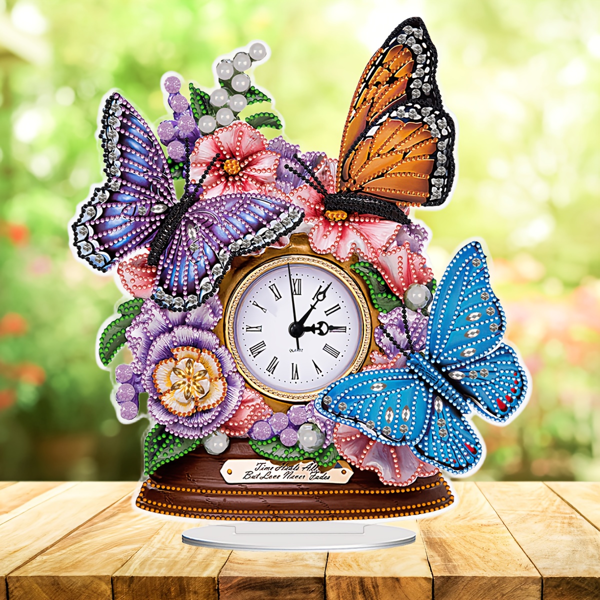 

Diy Acrylic Special Shaped Diamond Painting Clock Art - Floral And With Functional : A Creative And Gift For Home, Bedroom, And Living Room Decoration