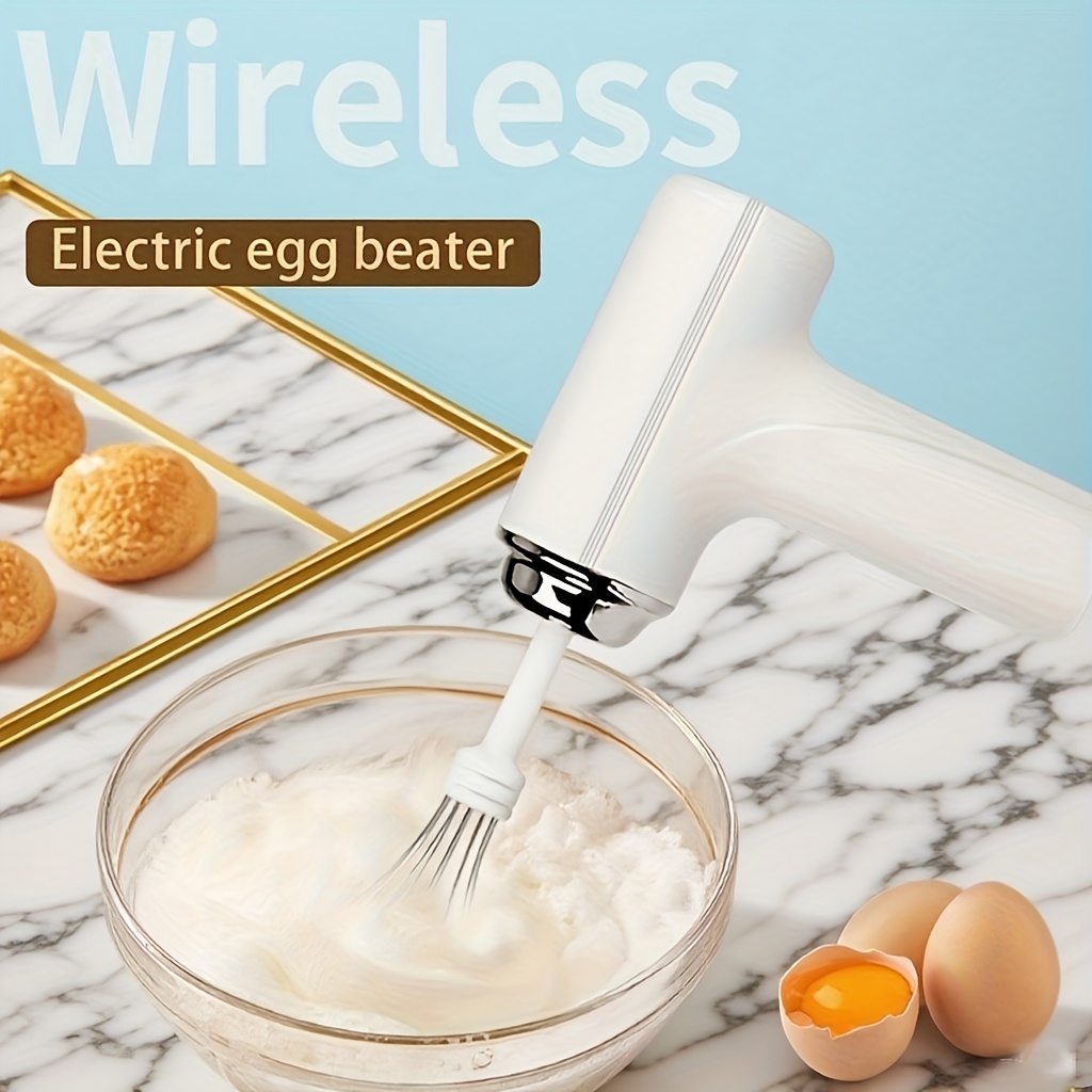 Batidora de mano recargable por USB, inalámbrica, ligera y fácil de usar, adecuada para hornear pasteles, galletas y magdalenas