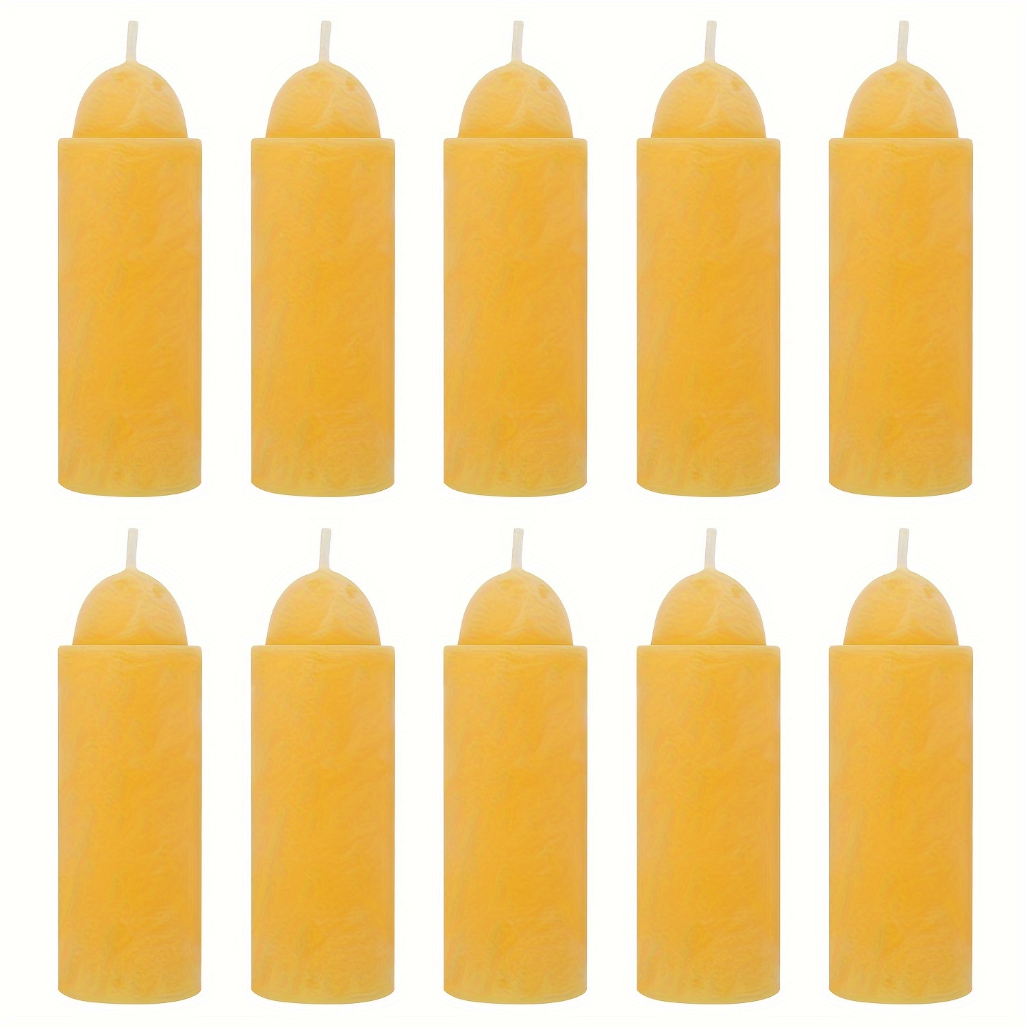 Image of A Pack Of 10 Natural Beeswax Candles With A Of 12 Hours, Compatible With Uco Candle Lanterns, Suitable For Emergencies, Camping, Survival, And Power Outages