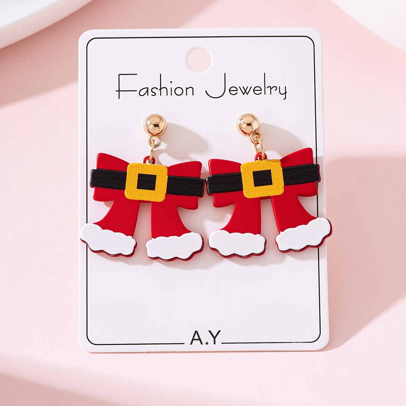 TEMU 1 Pair Of Women's Fashion Earrings With A Simple Santa Claus , Featuring A Soft Clay Texture, Suitable For Holiday Parties And As Gifts