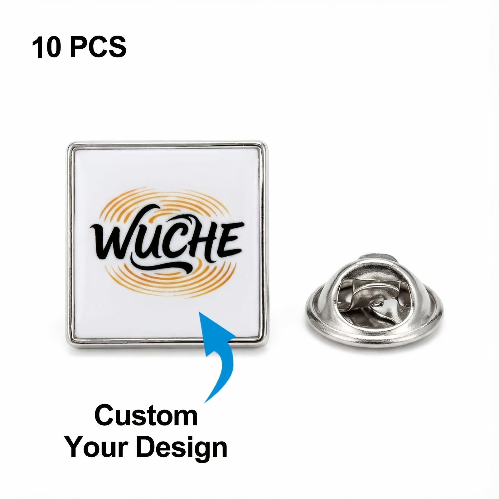 E-shop Individuelle Quadratische Brosche, Großhandel mit Personalisierten Designs, Eigene Fotos, Logos Texte Druckbar, Anstecknadel, Ideal für