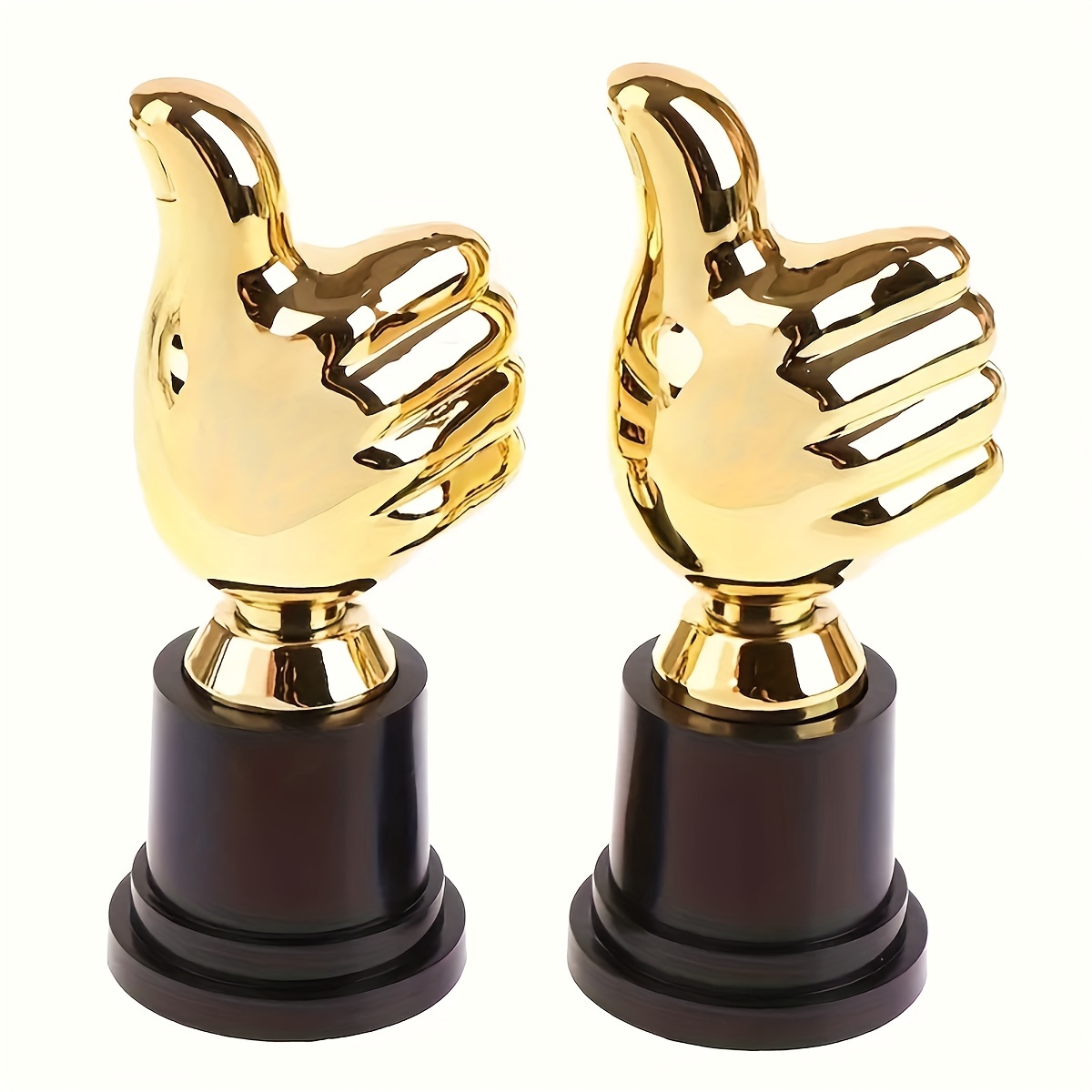 

2pcs Elegant Trophy Cups With "ok" Hand Gesture Design, Metal Fiber - Ideal For Sports Events & Ceremonies