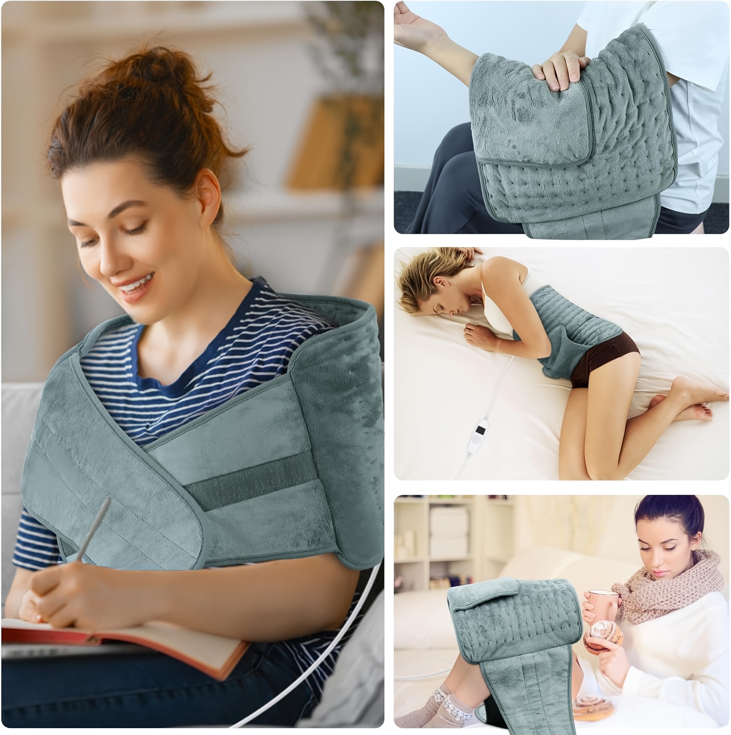 multifunctional heating pad for back, neck and shoulder: multiple heat settings with timer, adjustable strap design, machine washable fleece fabric,   protection and auto shutoff,   an everyday essential for anyone Product details 6