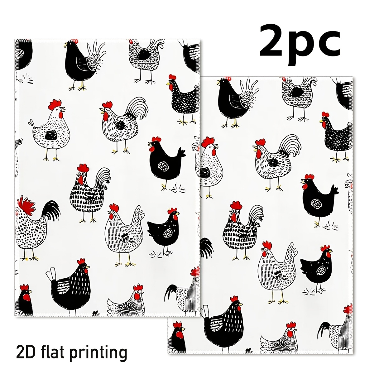 TEMU Cleaning Cloth 2pcs Kitchen Towel, Cute Chick Pattern Printed Kitchen Towels, Farmhouse Style Decorations, Super Soft And Absorbent Cloths,