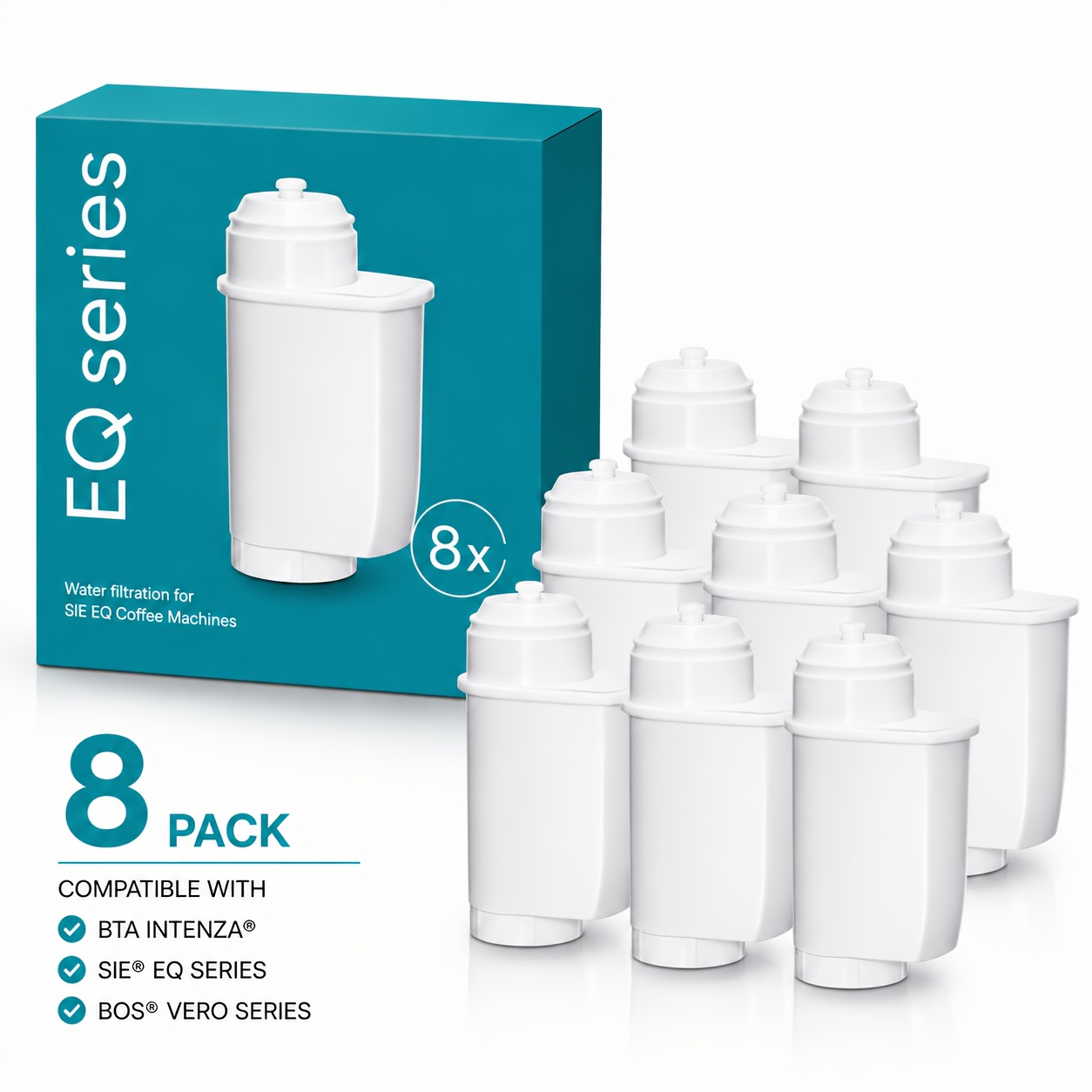 8er-pack   wasserfilter-ersatz für sie eq-serie, kompatibel mit eq6 plus  , eq9  ,  , eq700, eq500, b  , tcz70003, tz70033a, teile für vollautomatische kaffeemaschinen