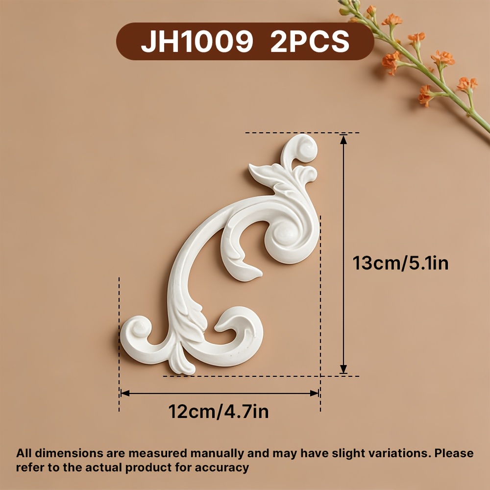 Image of Set Of 2 Quick-adhesive Decorative Corner Stickers For Embellishing Study Room Walls, Featuring European-style Floral Elements, Ideal For Tv Wall Designs, Made From Lightweight Polyurethane