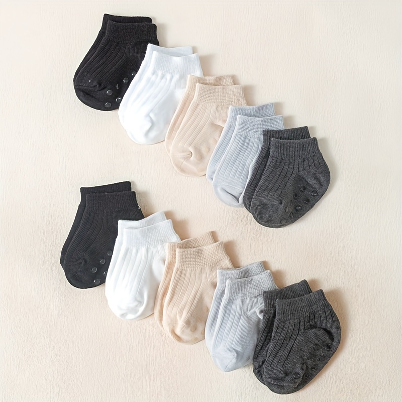 

10 Pairs Of Baby Boy's Solid No Show Socks, Comfy Breathable Casual Soft Elastic Socks For Babies Indoor Outdoor Activities