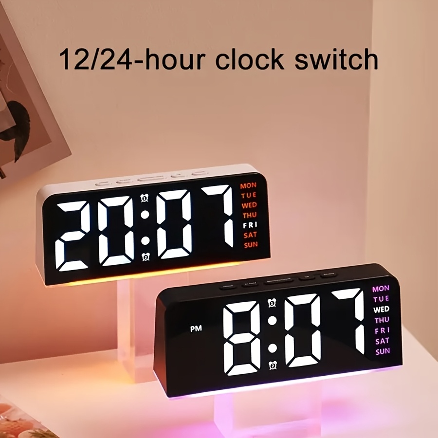 1  function digital alarm clock with adjustable brightness date display usb power stylish rectangular design for home decor holiday gifts details 4