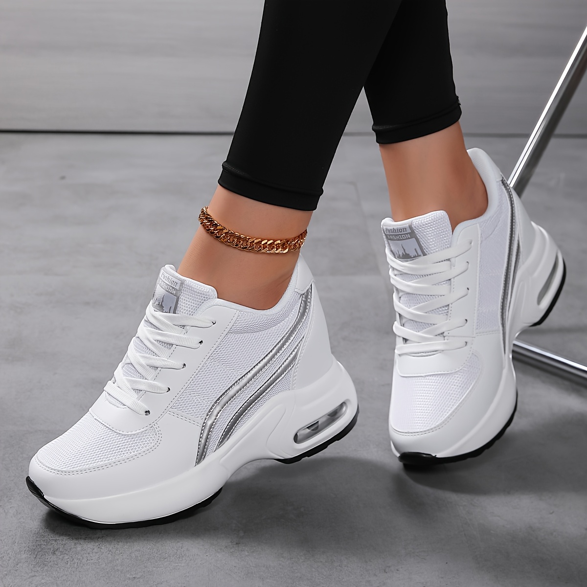 Scarpe da ginnastica casual con platform, zeppa e patchwork per donne