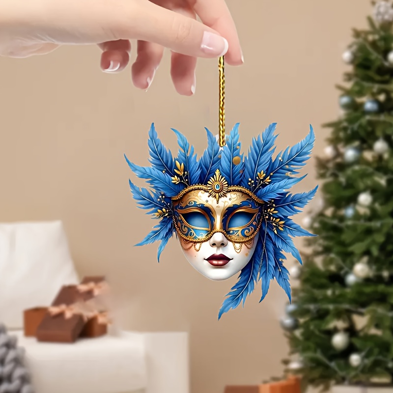 

Elegant Masquerade Mask Christmas Ornament - Acrylic 2d Holiday Decor, Perfect Gift For & Friends