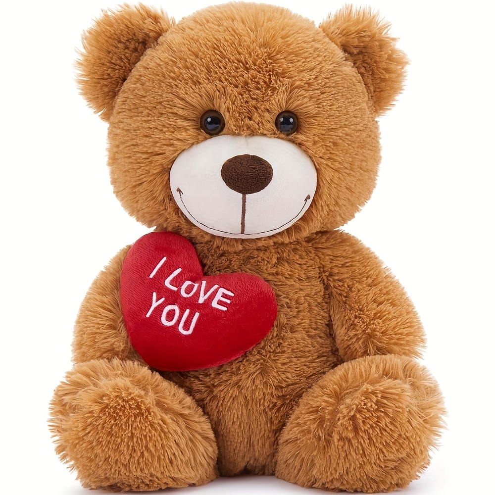 1pc cute teddy bear plush toy with roses, perfect valentine's day