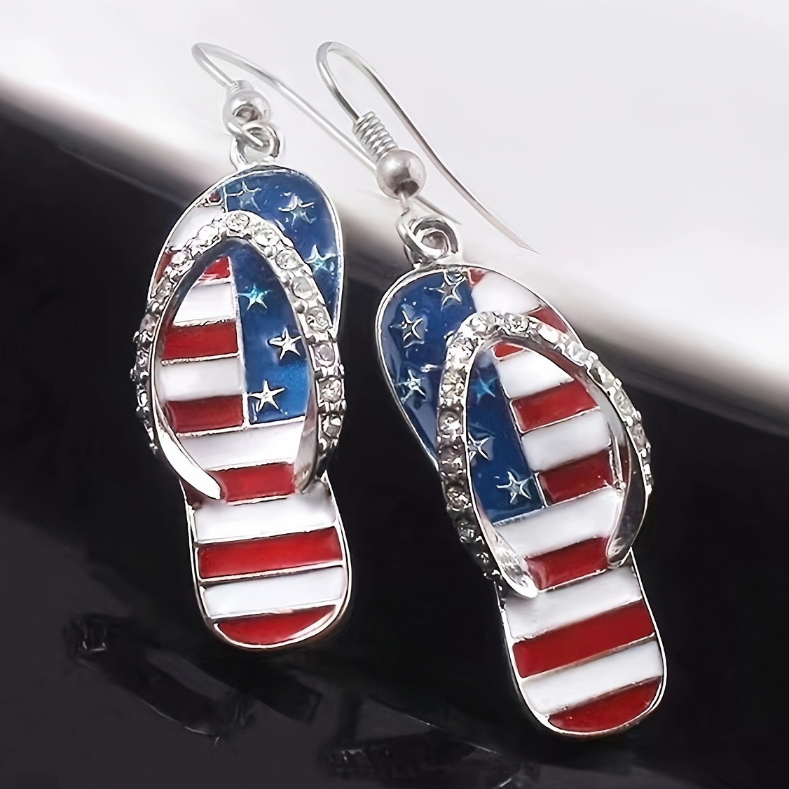 

Chic American Flag Slipper Earrings - Red, Striped Dangle Jewelry For , Celebrations