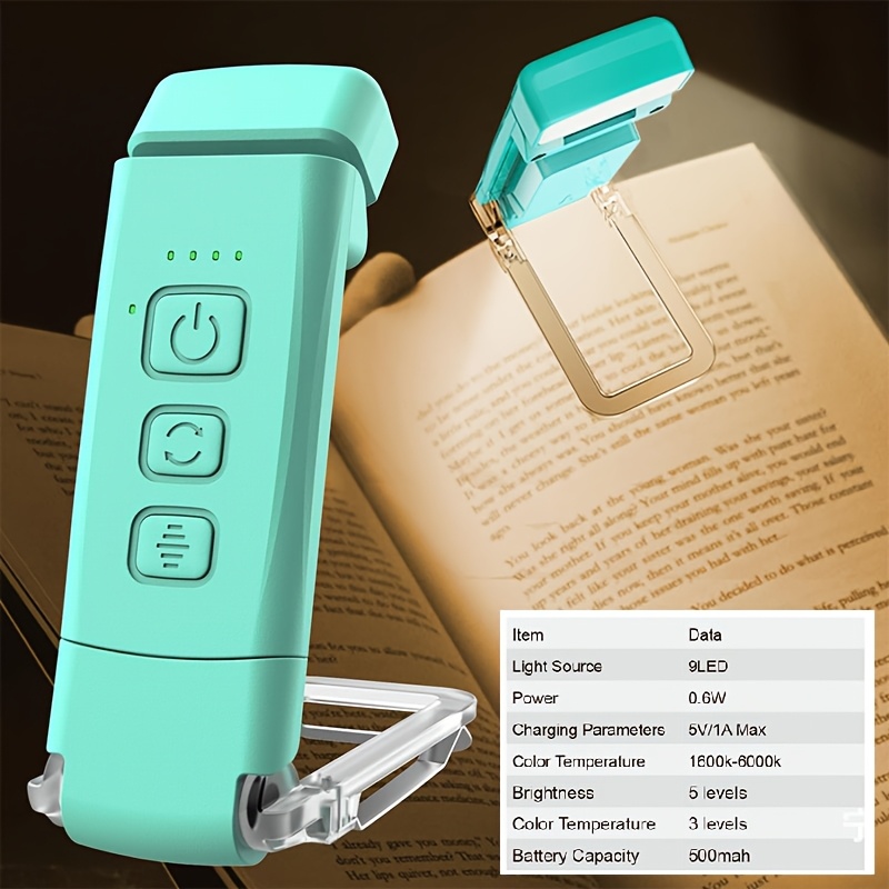 

Multiple Adjustment Usb Rechargeable Book Light For Reading In Bed, Portable Clip-on Led Reading Light, 3 Amber Colors & 5 Dimmable, Compact & Long , , Kids, Student Accommodation, Gifts