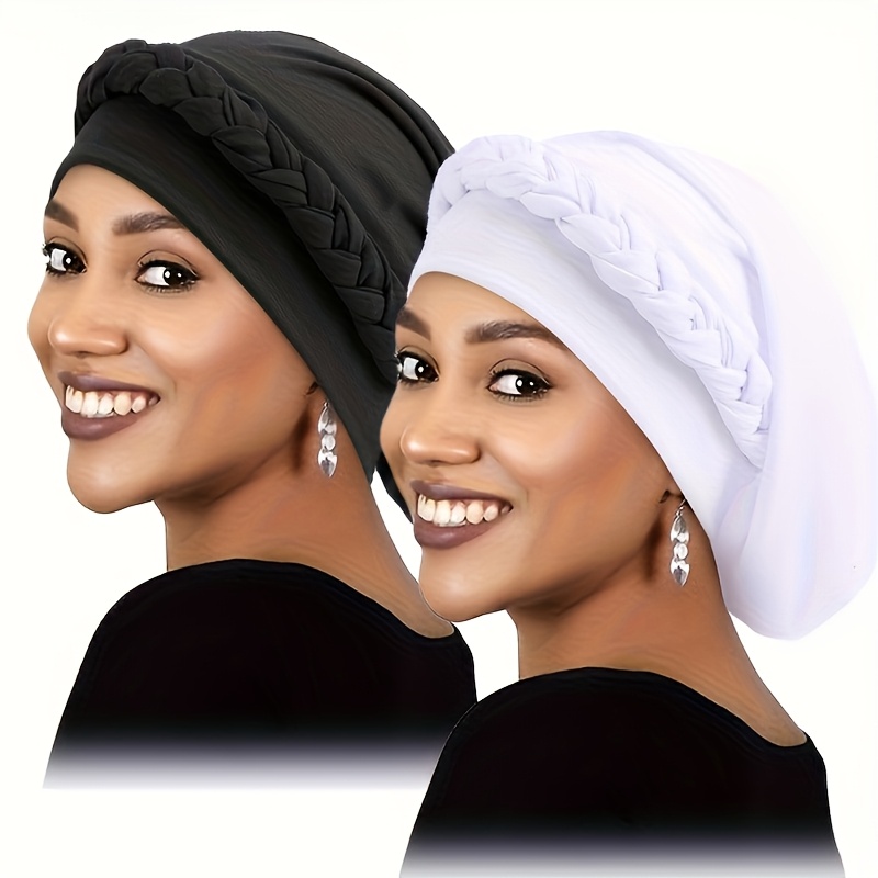 TEMU 2pcs/set Headscarf Solid Color Headscarf Breathable Brimless Urine Portable And Easy To Store Ramadan Headscarf Women's Chemotherapy Postpartum ,