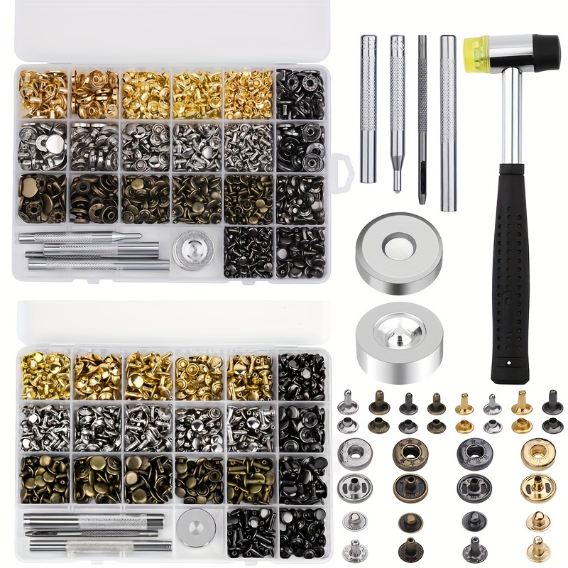 

Wuturee Leather Rivets Kit With Rubber Hammer Hole Puncher And Storage Box Leather Stud Kit/leather Repair Rivets For Diy Leather Craft Clothes Shoes Decoration And Repair