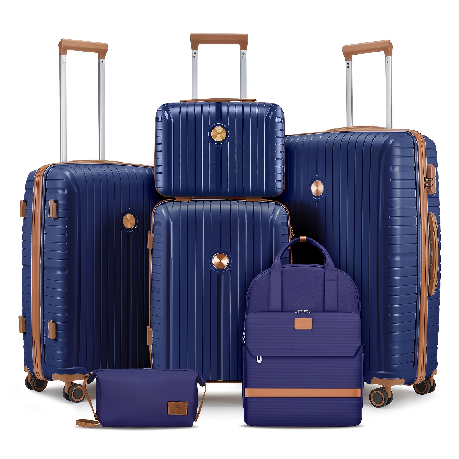 Image of Joyway Luggage Set, 13/20/24/28 Inch Family Travel Luggage, Carry-on Luggage Set, With Spinner Wheels, With Backpack And Toiletry Bag (6pcs Set)
