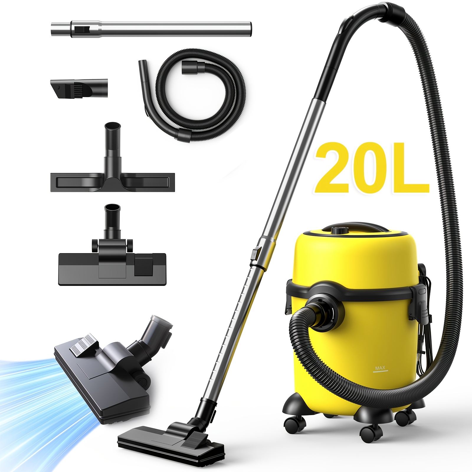 Image of Lubluelu 35kpa Super Suction Wet/dry Cylinder Vacuum Shop Cleaner, With Multi-surface Attachments, 20l Hepa Filter, Blower Feature, For Carpet, Stairs, Car, Outdoor, Industrial, Workshop, Xmas Gifts