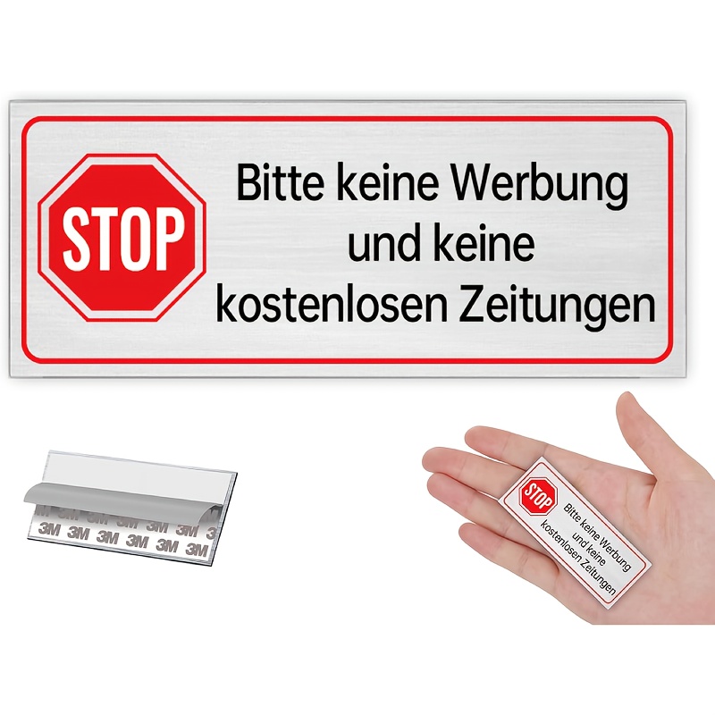 E-shop Deutsche Beschilderung, Aluminium-Erinnerungsschilder, Deutsche Anti-Werbungsaufkleber, Selbstklebend, Deutsch: Stop, Bitte keine Werbung,