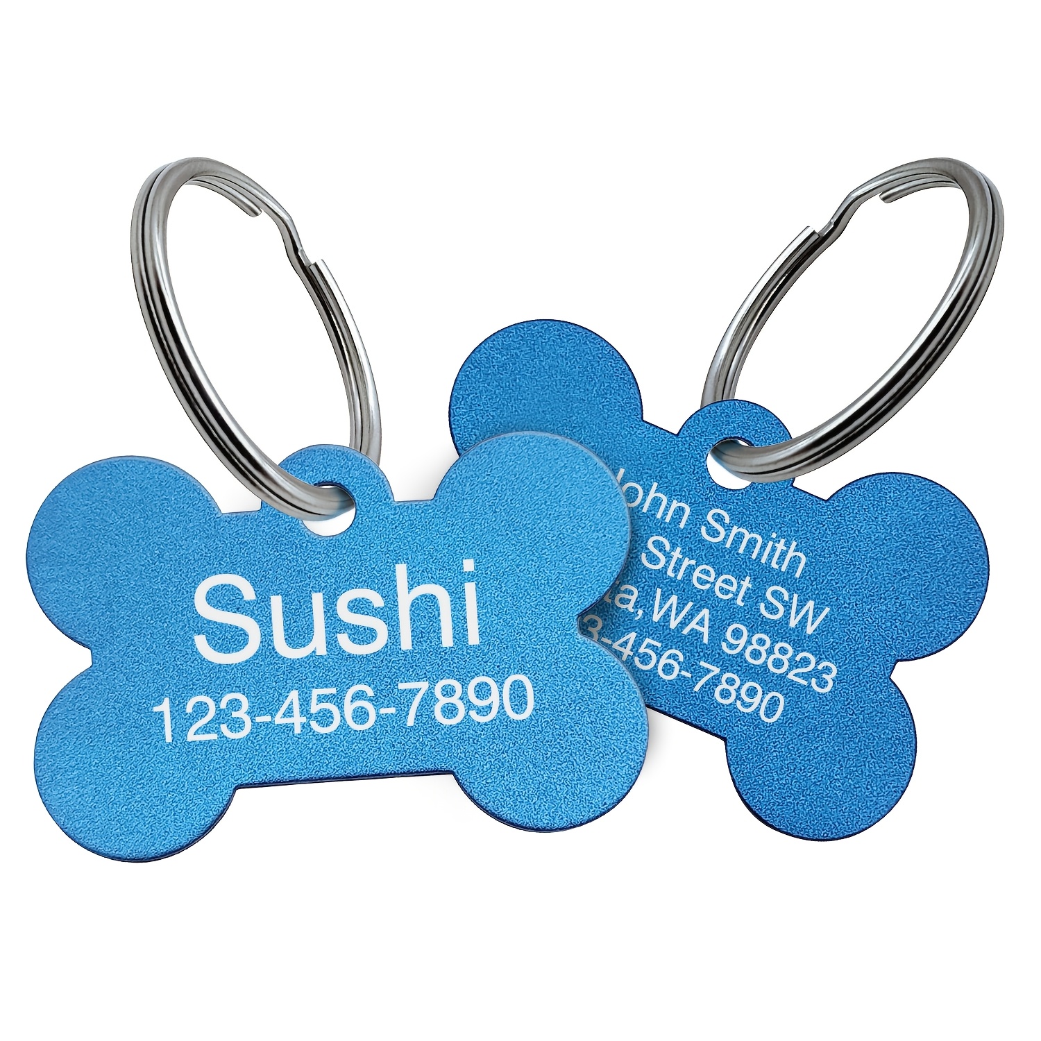 TEMU Lightweight Aluminum Alloy Dog Bone Pet Tag, Custom Engraved Name Phone Address Badge Matte End Durable Pet Identification Accessory For Small