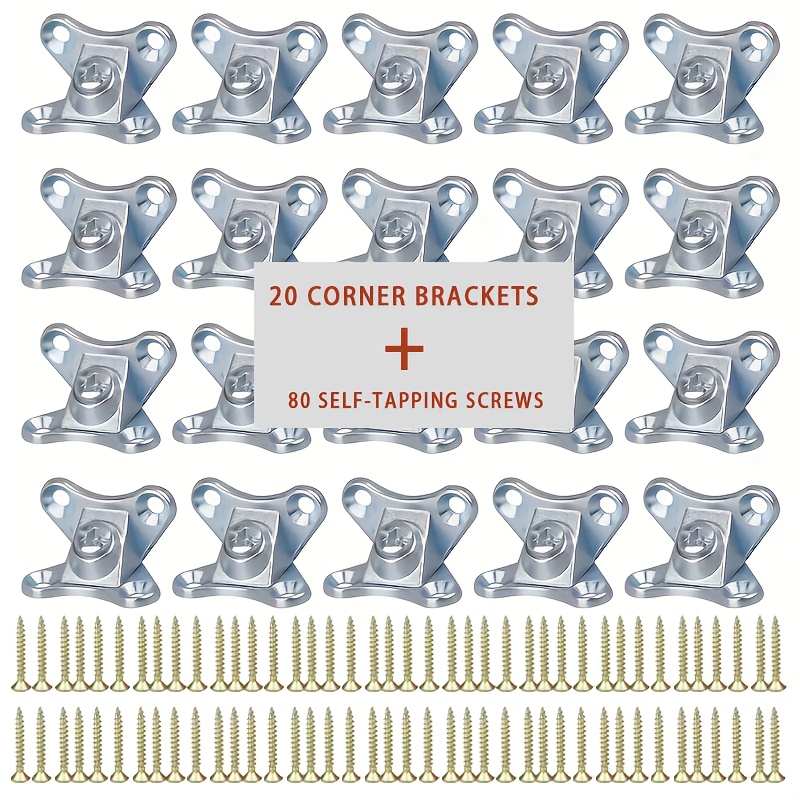 TEMU Ensemble de supports en métal robustes de L, au total de 100 pièces : 20 supports + 80 vis - Connecteurs d'angle papillon, joints robustes en