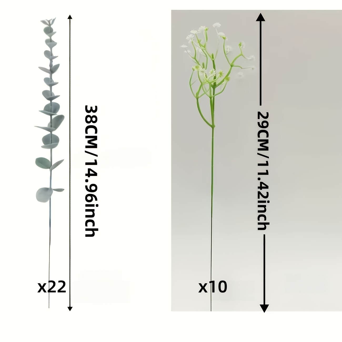 TEMU 32pcs Artificial Flower Combination Set, Silvery-green Eucalyptus Branches And Baby's Breath Simulated Flower Stems, Realistic Green Leaf